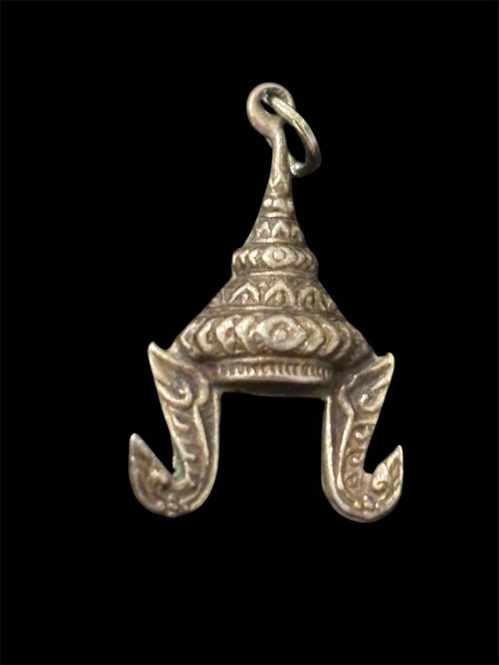 Vtg Sterling Silver Thai Headdress Travel Charm Thailand 925